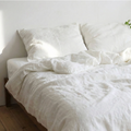Premium Breathable French Linen Bedding Set - 4-Pice Natural Flax Duvet Cover,Flat Sheet, and Pillowcases Set