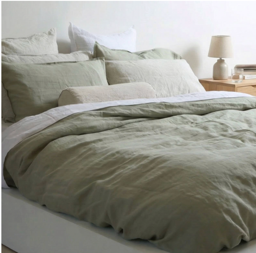 Premium Breathable French Linen Bedding Set - 4-Pice Natural Flax Duvet Cover,Flat Sheet, and Pillowcases Set