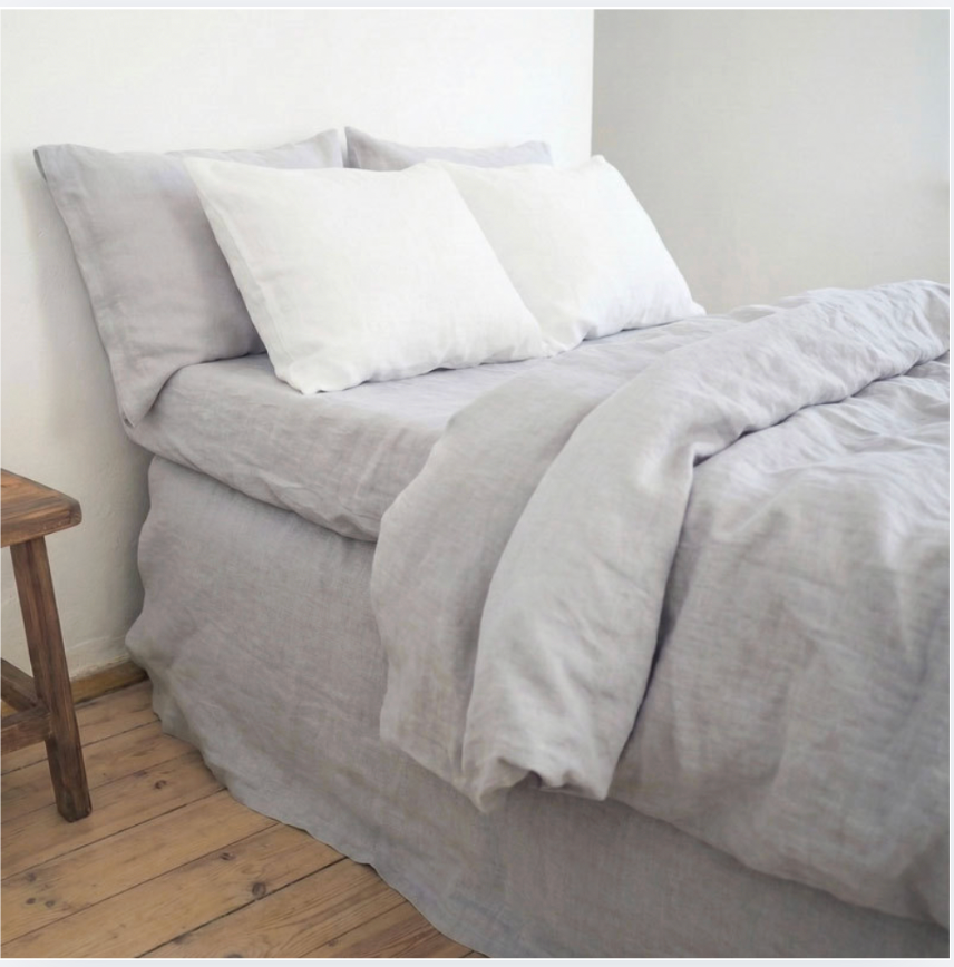 Premium Breathable French Linen Bedding Set - 4-Pice Natural Flax Duvet Cover,Flat Sheet, and Pillowcases Set