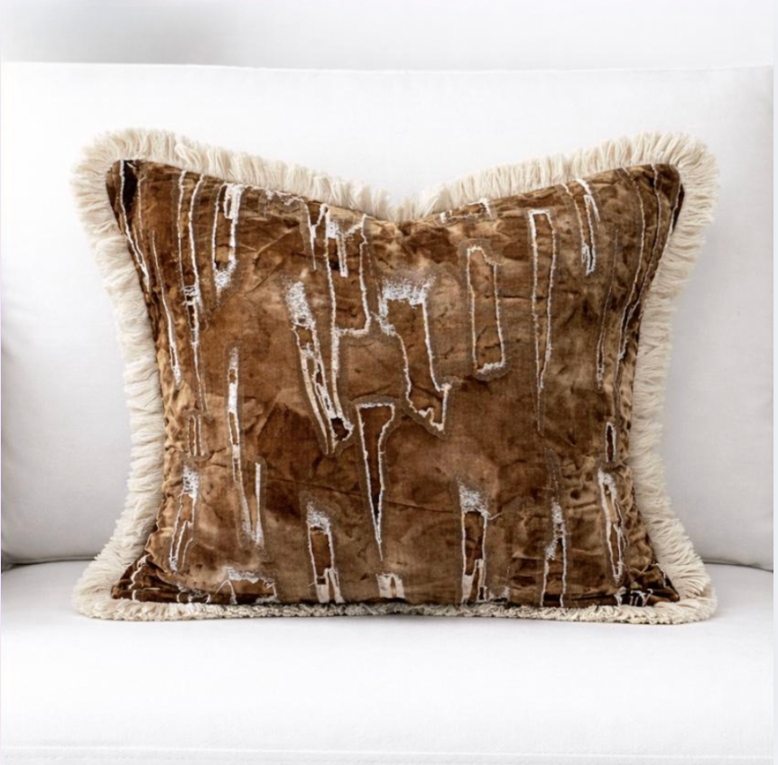 Caramel Velvet Pillow Covers, Set of 2, Suede Look Cushion, Wabi Sabi Decor