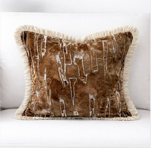 Caramel Velvet Pillow Covers, Set of 2, Suede Look Cushion, Wabi Sabi Decor