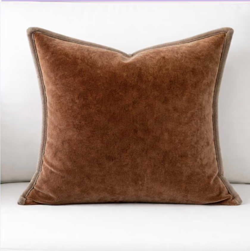 Caramel Velvet Pillow Covers, Set of 2, Suede Look Cushion, Wabi Sabi Decor