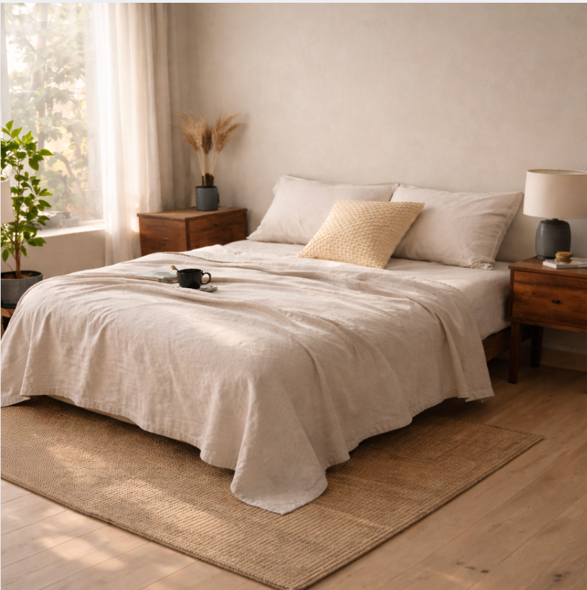 Soft Cotton Linen Throw Blanket – Breathable Lightweight Bedding