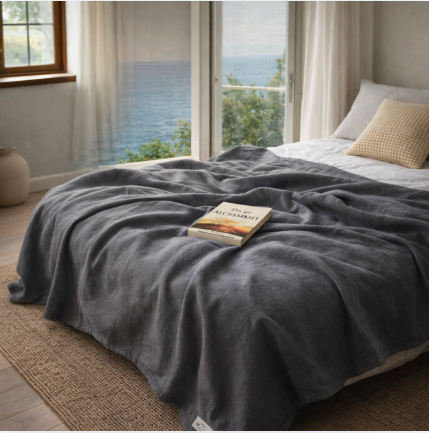 Soft Cotton Linen Throw Blanket – Breathable Lightweight Bedding