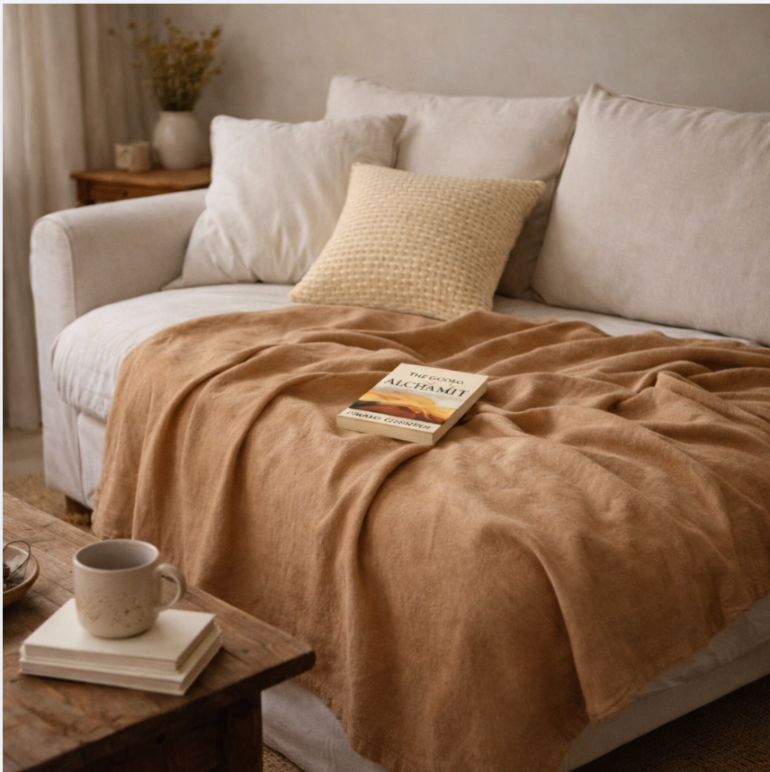 Soft Cotton Linen Throw Blanket – Breathable Lightweight Bedding