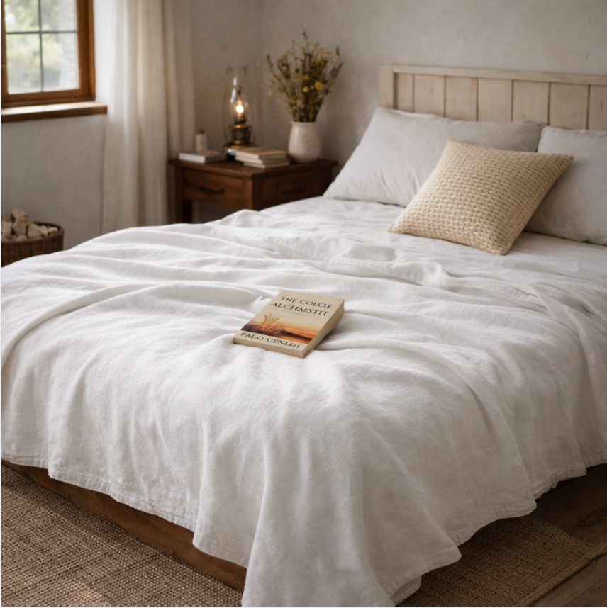 Soft Cotton Linen Throw Blanket – Breathable Lightweight Bedding