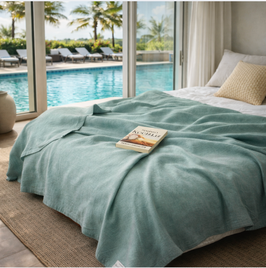 Soft Cotton Linen Throw Blanket – Breathable Lightweight Bedding