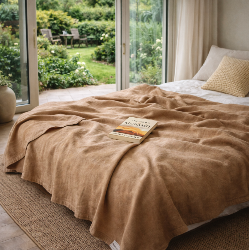 Soft Cotton Linen Throw Blanket – Breathable Lightweight Bedding
