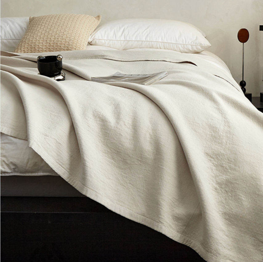 Soft Cotton Linen Throw Blanket – Breathable Lightweight Bedding