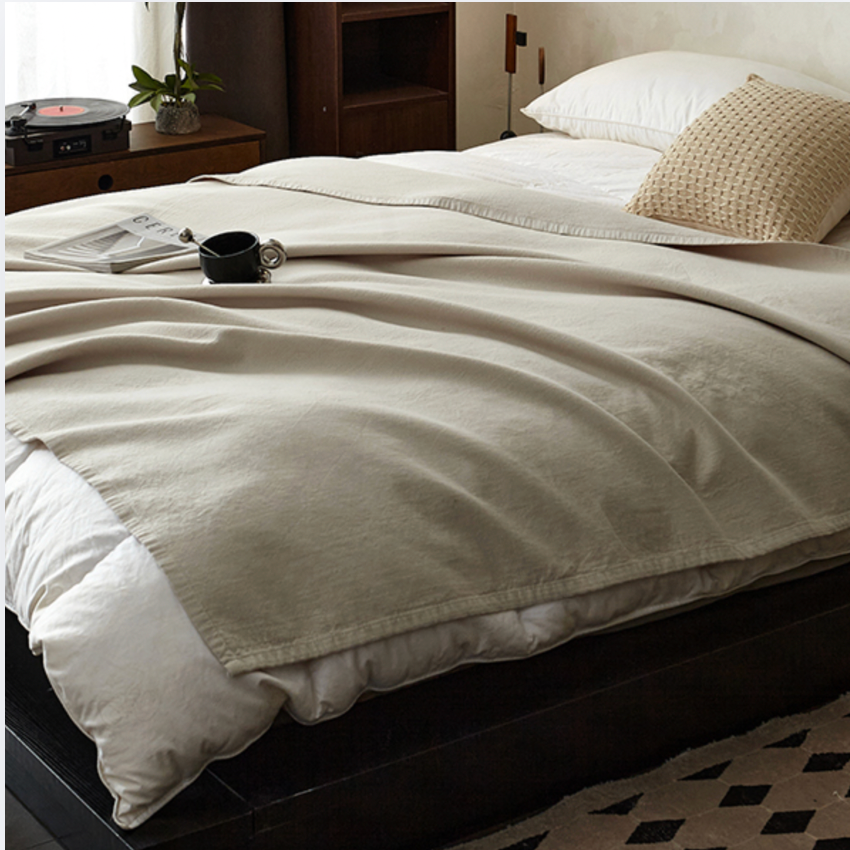 Soft Cotton Linen Throw Blanket – Breathable Lightweight Bedding