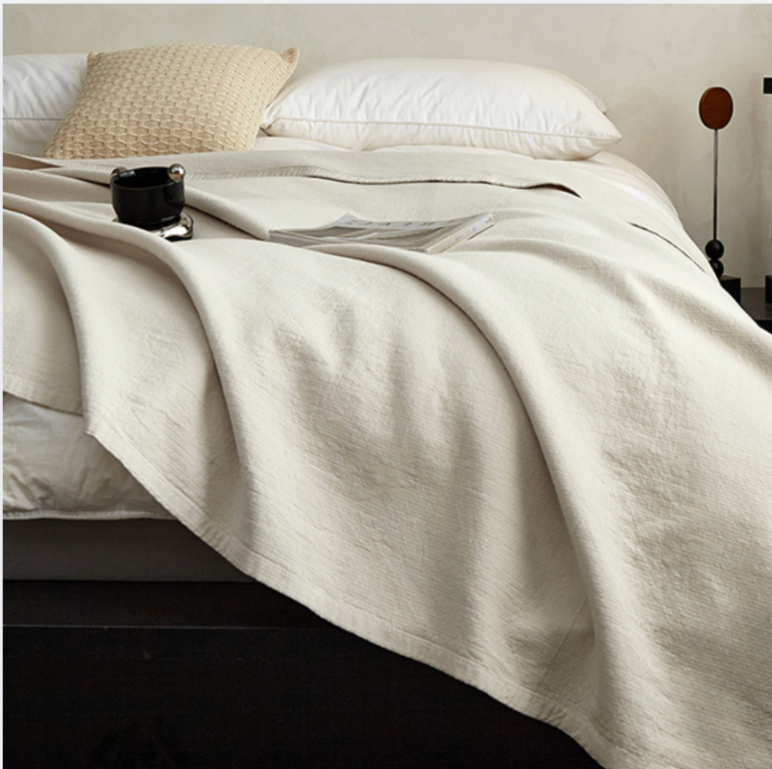 Soft Cotton Linen Throw Blanket – Breathable Lightweight Bedding