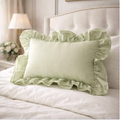 Ruffled Linen Pillow Sham: Shabby Chic Decorative Pillow Cover