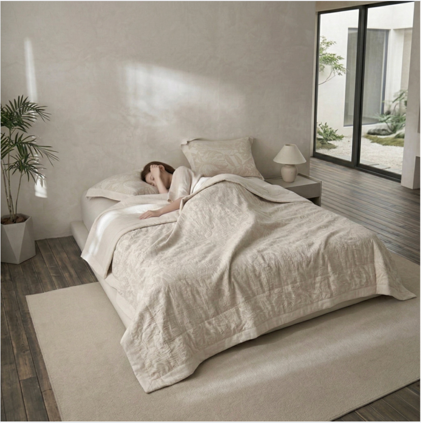 Premium Breathable French Linen Bedding Set - 4-Pice Natural Flax Duvet Cover,Flat Sheet, and Pillowcases Set