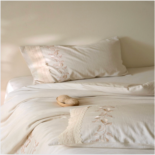 Cotton Linen Embroidered Bedding Set – Natural Breathable Bed Linen