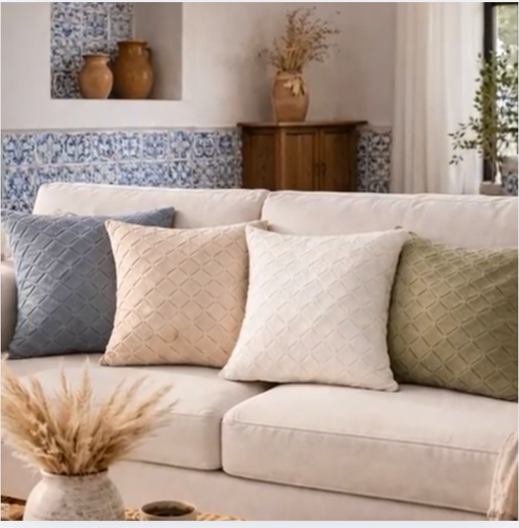 Linen Cotton Pillow Cover, Neutral Textured Cushion Cover, Ivory Beige Sofa Pillows