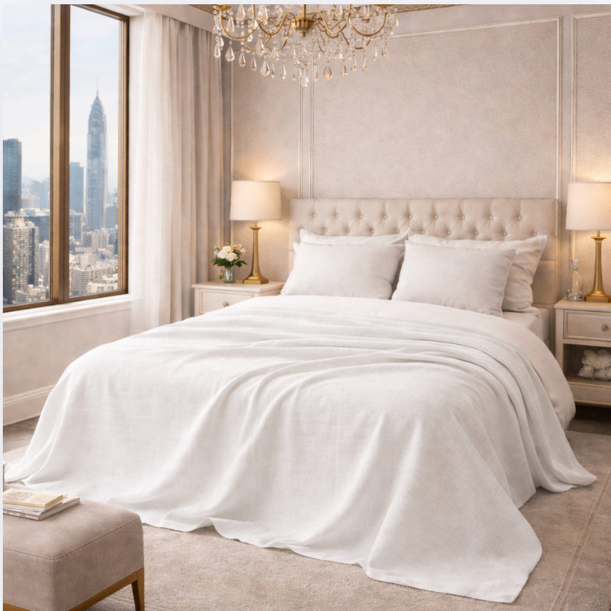 Linen Bed Sheet Washed Breathable Natural Linen Bedding, Multiple Colors