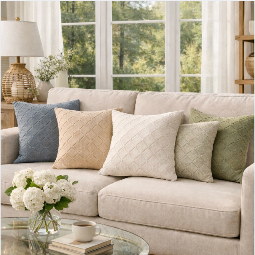 Linen Cotton Pillow Cover, Neutral Textured Cushion Cover, Ivory Beige Sofa Pillows