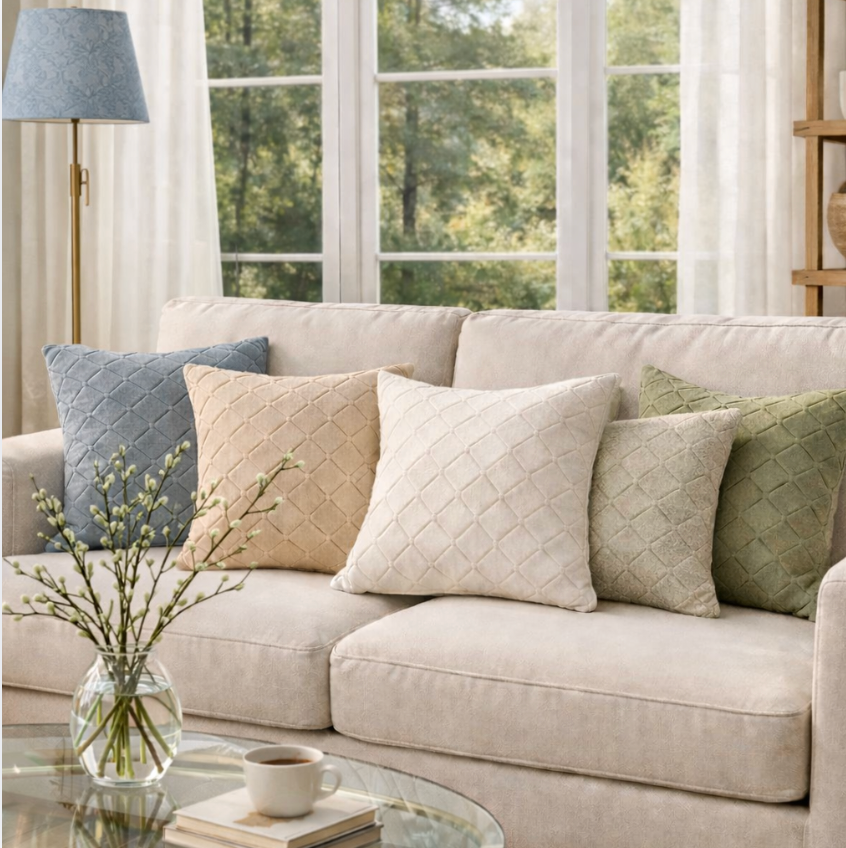 Linen Cotton Pillow Cover, Neutral Textured Cushion Cover, Ivory Beige Sofa Pillows