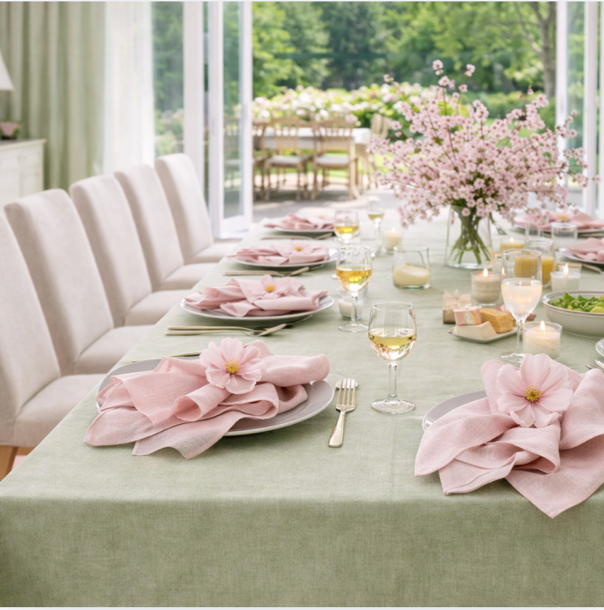 Pink Linen Napkin (35x35cm) - Minimalist Dining, Eco-Friendly