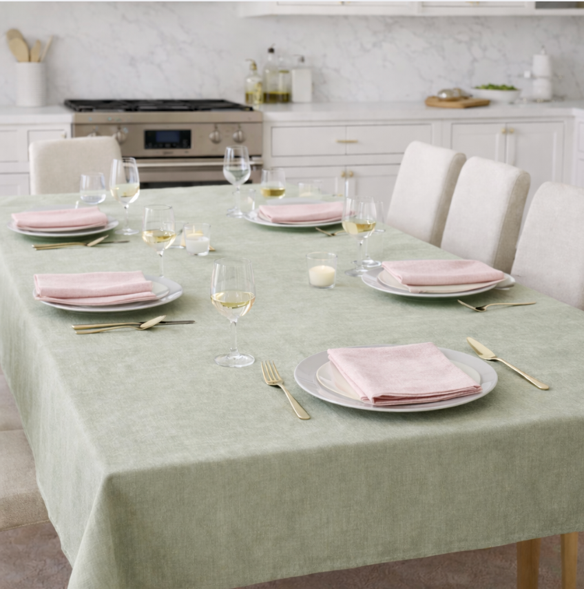 Linen Tablecloth, Soft Washed Fabric, Minimalist Dining Decor,Natural Table Linen