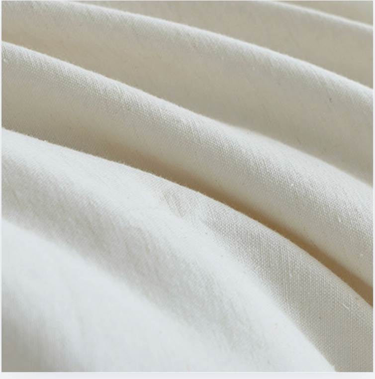Minimalist Embroidered Cotton Linen Bedding Set – Soft Luxury White Bedding