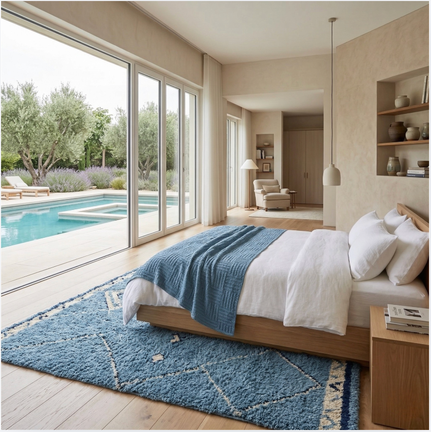 Dusty Blue Waffle Cotton Throw Blanket for Couch and Bed