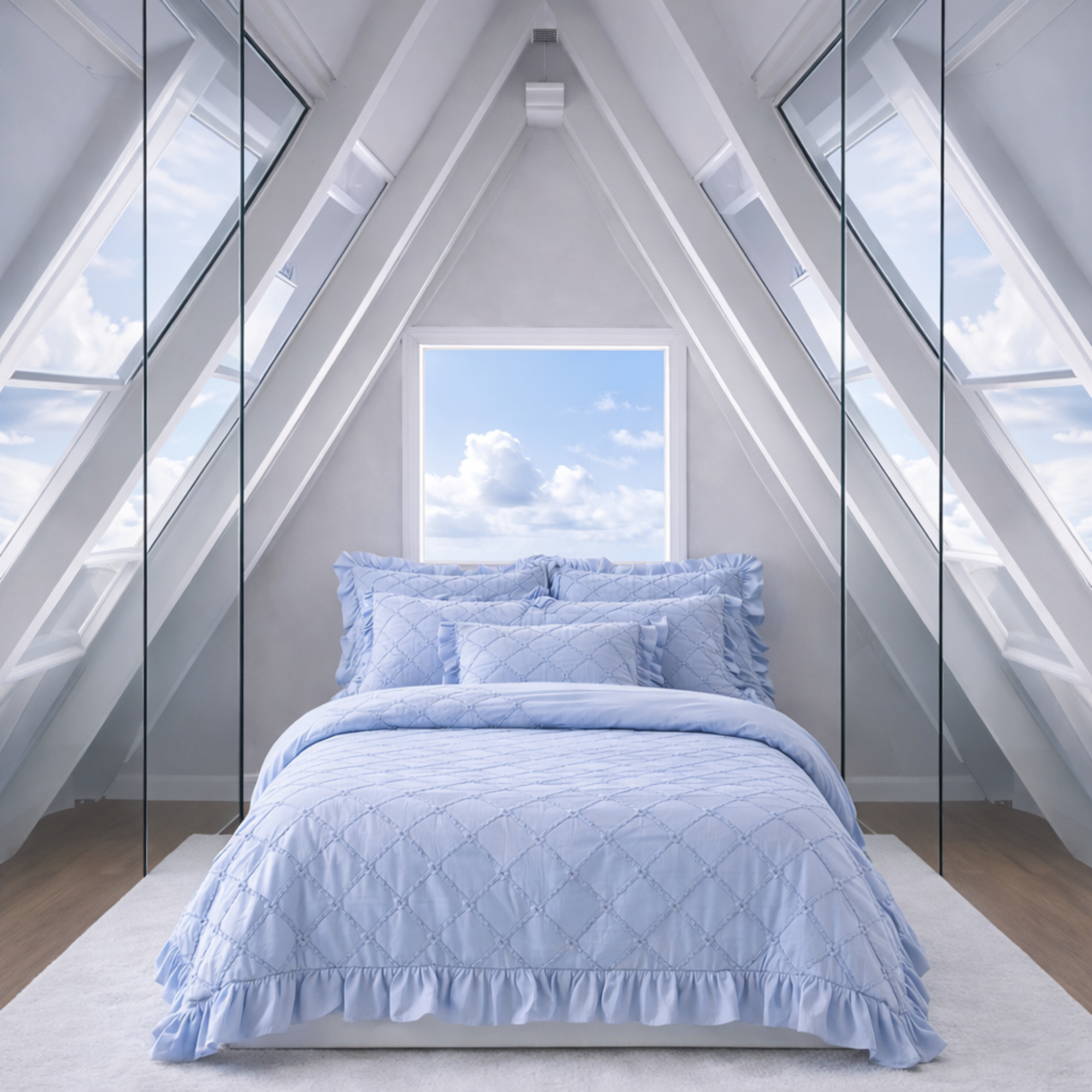 White  Cotton Bedding Set | Ruffled Duvet Cover, Princess Style