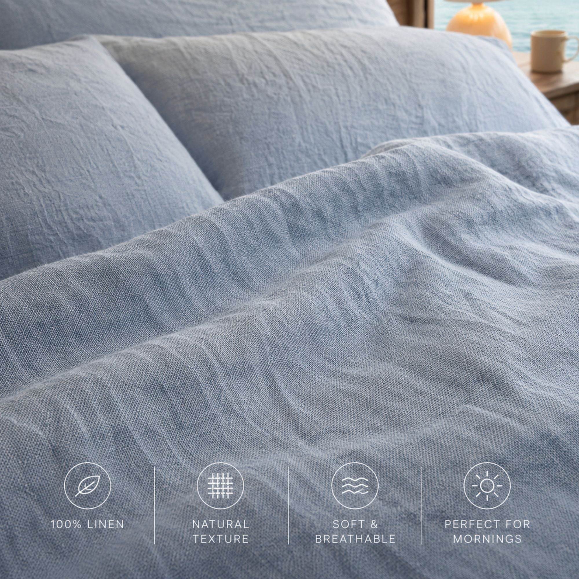 100% Linen Bedding Set with Fitted or Flat Sheet | Washed Flax Linen Duvet Cover & Pillowcases