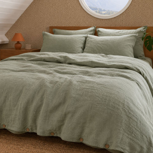 100% Linen Bedding Set with Fitted or Flat Sheet | Washed Flax Linen Duvet Cover & Pillowcases
