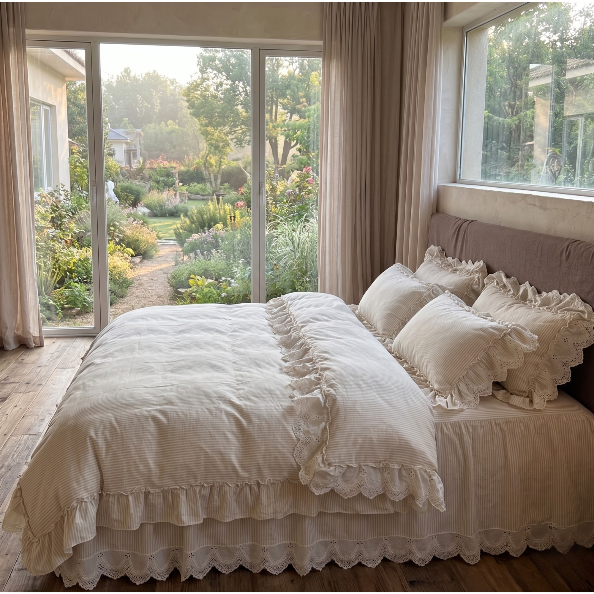 Soft Ruffle Bedding Set – Calm Feminine Bedroom Aesthetic