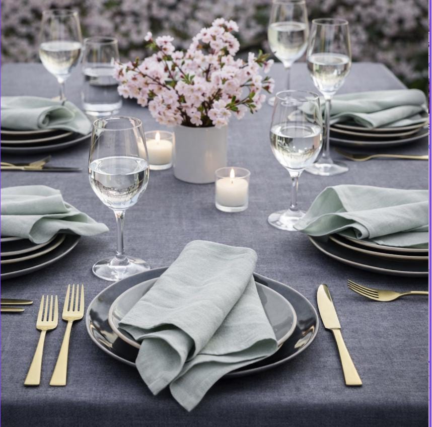 Pink Linen Napkin (35x35cm) - Minimalist Dining, Eco-Friendly