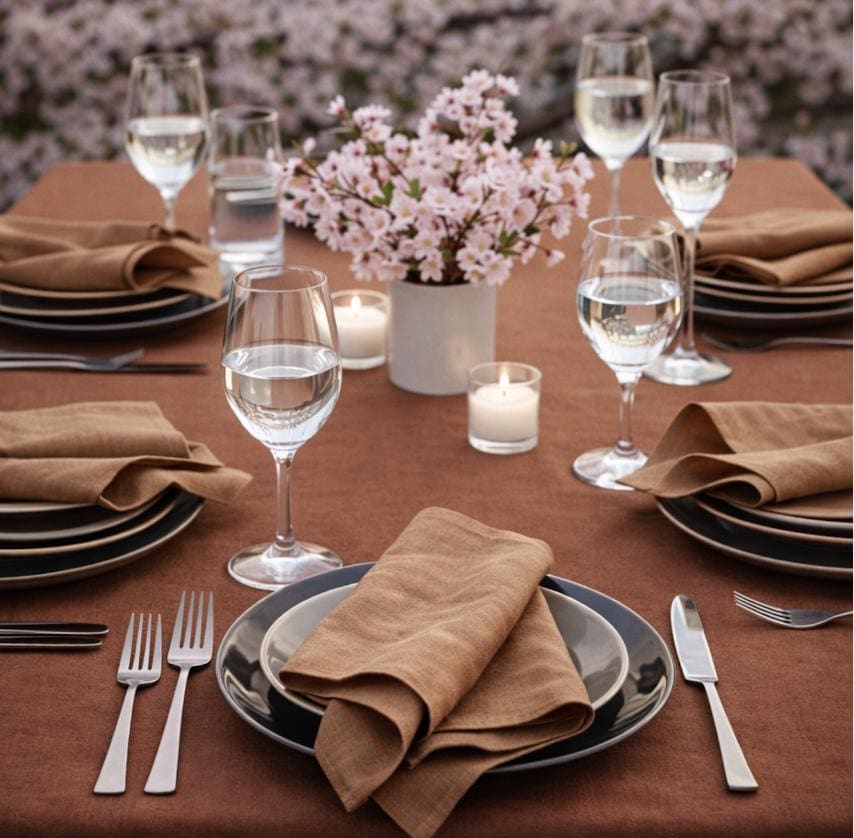 Pink Linen Napkin (35x35cm) - Minimalist Dining, Eco-Friendly