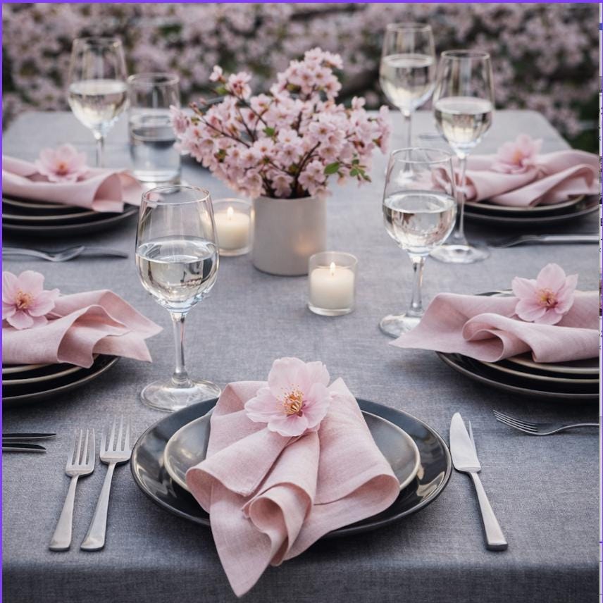 Pink Linen Napkin (35x35cm) - Minimalist Dining, Eco-Friendly