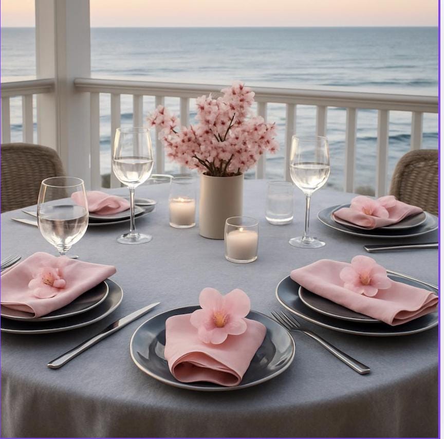 Pink Linen Napkin (35x35cm) - Minimalist Dining, Eco-Friendly