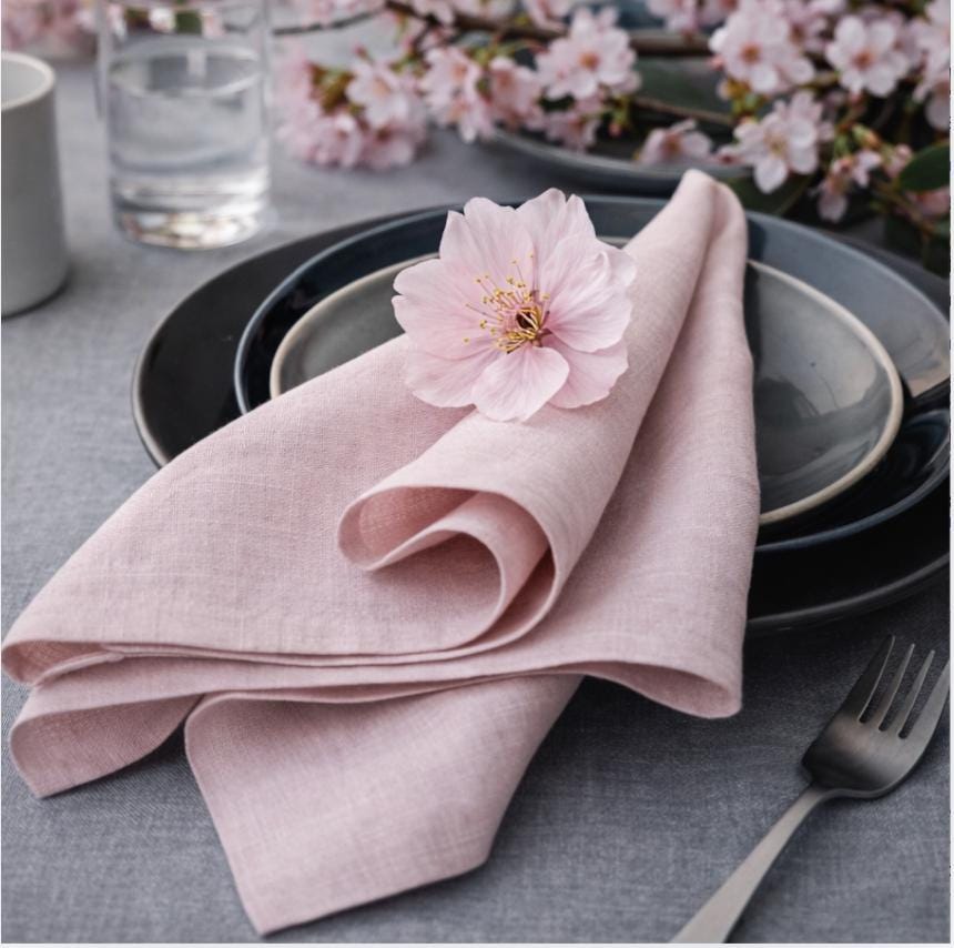 Pink Linen Napkin (35x35cm) - Minimalist Dining, Eco-Friendly