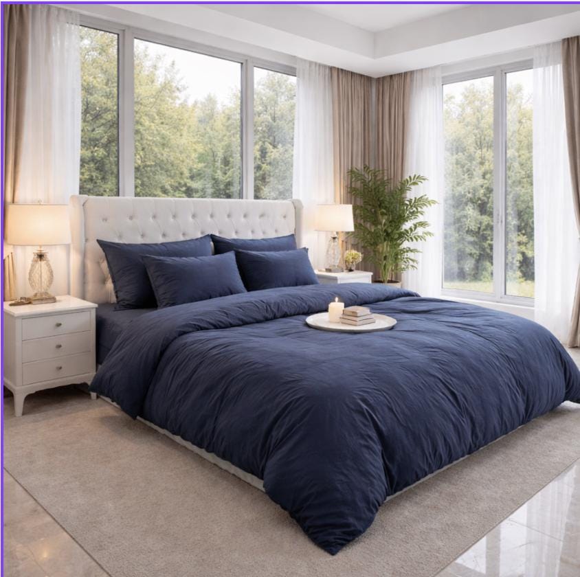 Minimalist Stonewashed Cotton Duvet Cover Set – Soft Linen Look Bedding
