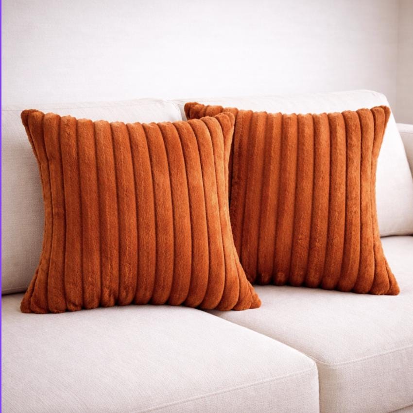 Soft Corduroy Pillow Covers, Set of 2 Decorative Throw Cushions