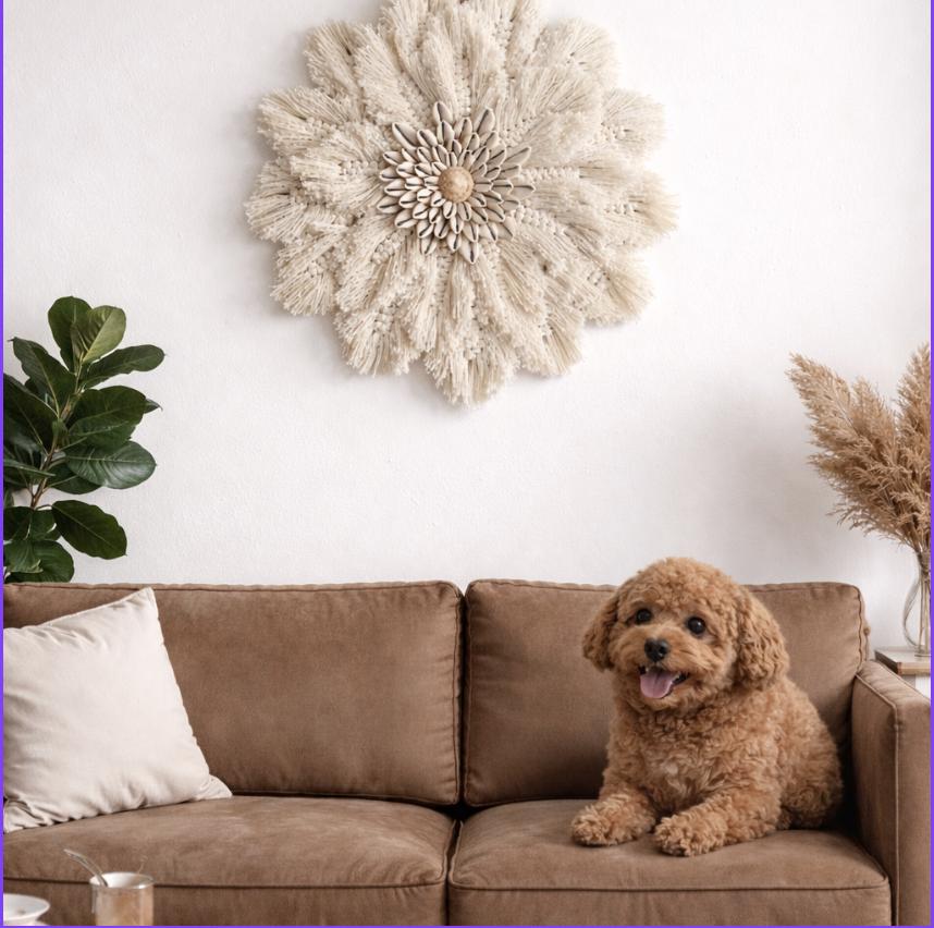 Boho Macrame Wall Hanging – Handmade Cotton Flower Tapestry, Neutral Wall Decor, 45 cm Diameter