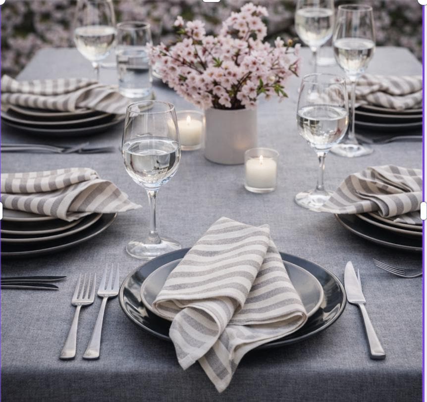 Pink Linen Napkin (35x35cm) - Minimalist Dining, Eco-Friendly