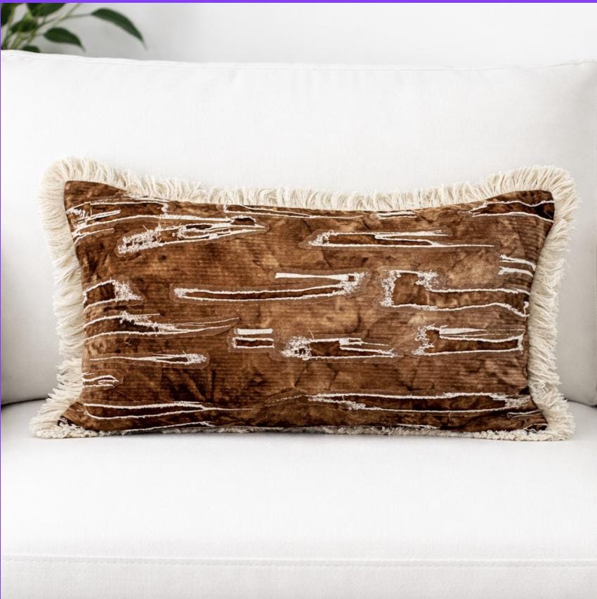 Caramel Velvet Pillow Cover, Suede Look Cushion, Wabi Sabi Decor (45x45 cm)