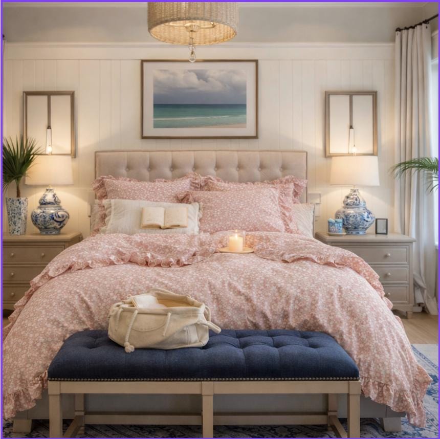 Double Gauze Muslin Ruffled Bedding set, Vintage Floral Cotton Bed Linen