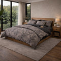Brushed Cotton Duvet Cover Set: Brown Botanical Leaf Print