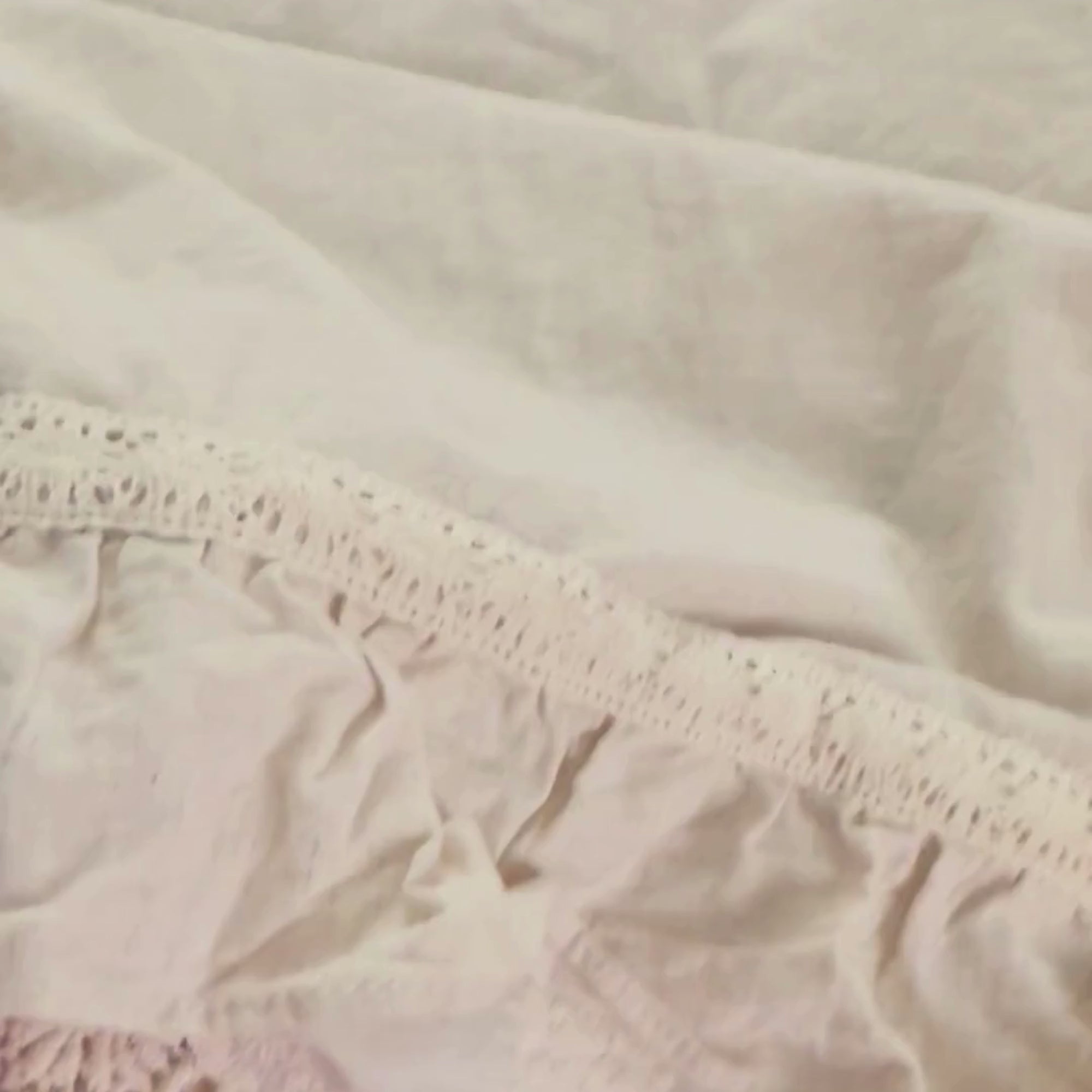 French Country Ruffled Bedding Set, Cotton Linen Beige Duvet Cover