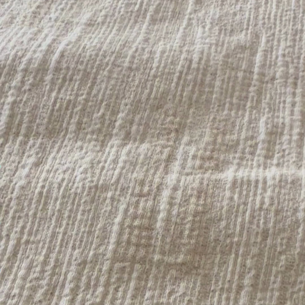 Minimalist Cotton Linen Throw Blanket – Soft Textured Greige Bed Throw