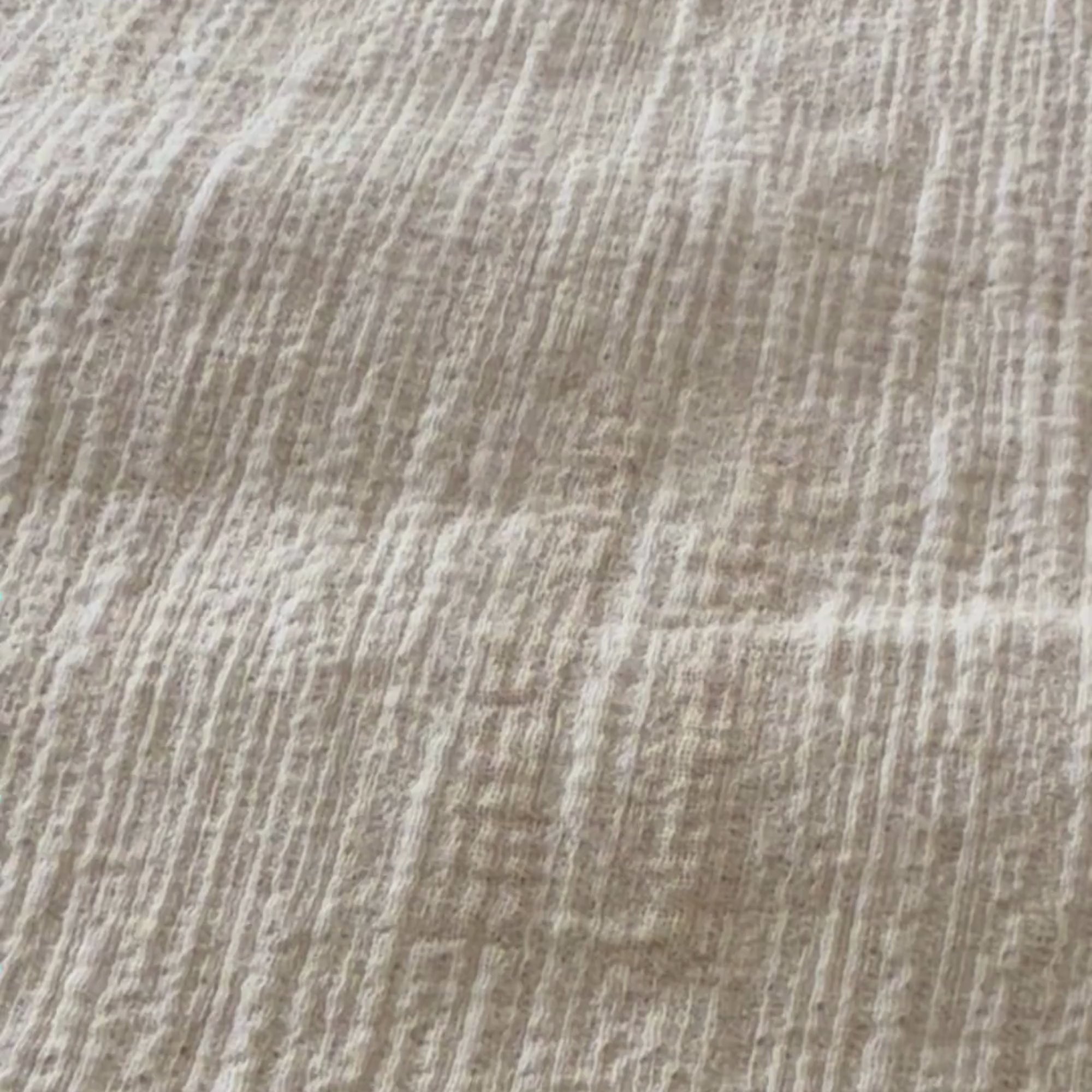 Minimalist Cotton Linen Throw Blanket – Soft Textured Greige Bed Throw