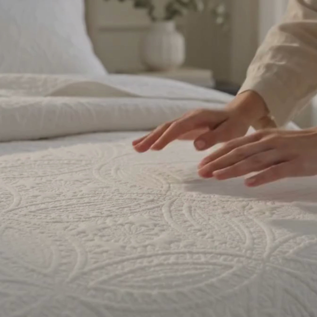 White Textured Bedspread | Coverlet Only or with Pillow Shams