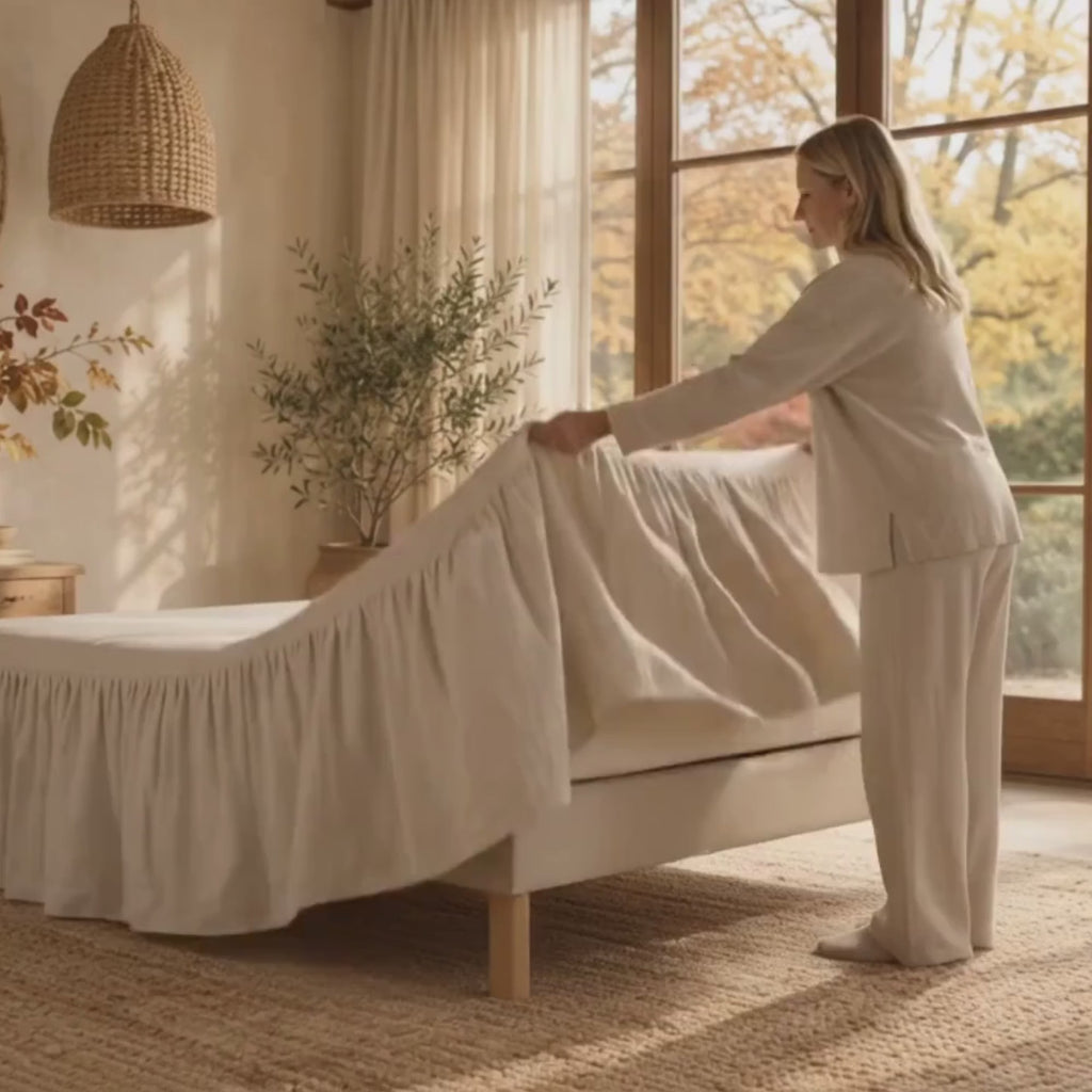 100% Linen Ruffled Bed Skirt